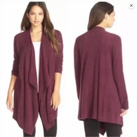 Barefoot Dreams CozyChic Lite Burgundy Island Wrap Cardigan Sweater Draped 1X - Picture 1 of 11